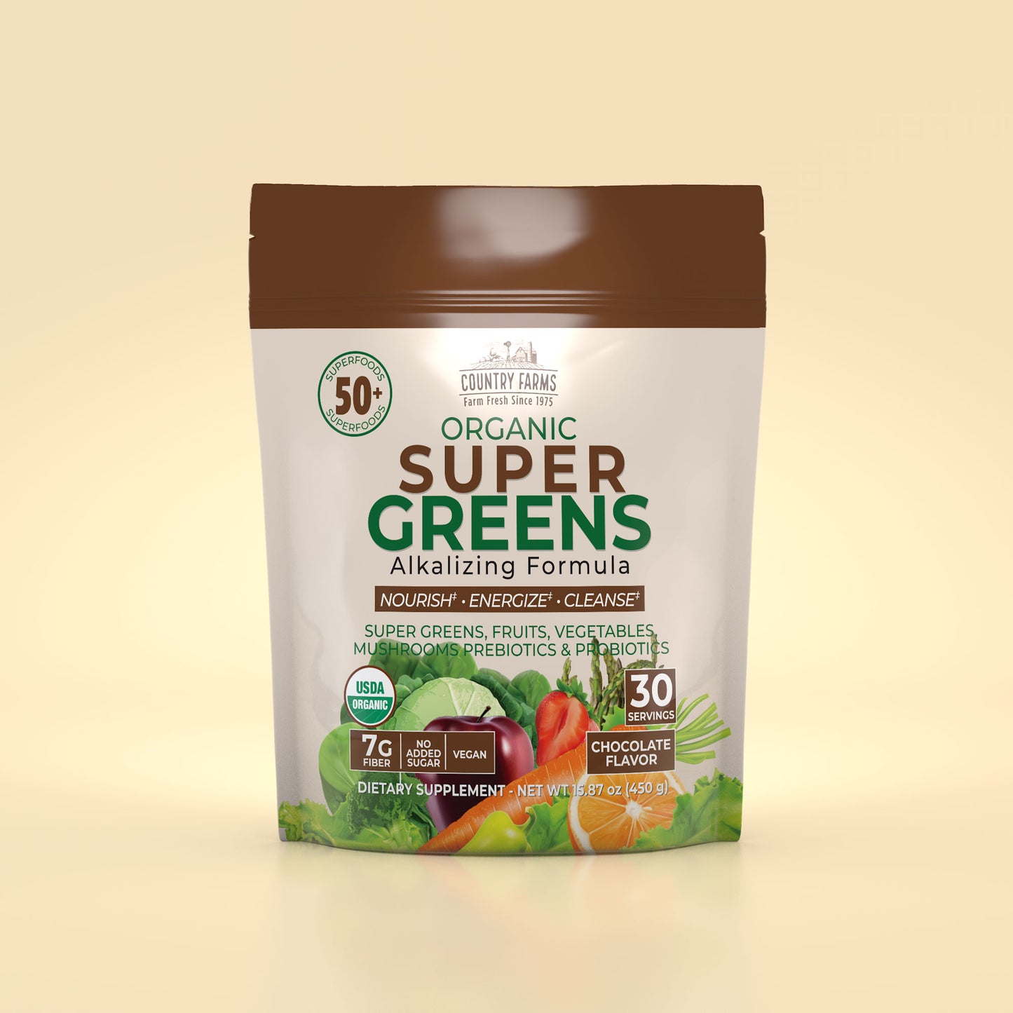 Super Greens Powder - 30 Servings - Chocolate Flavor